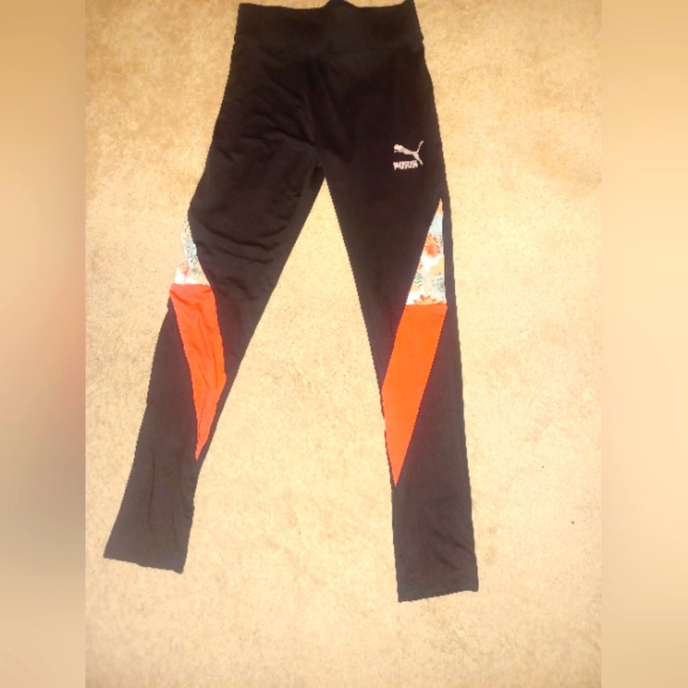 Youth size 16 Black with orange and white Puma pants
